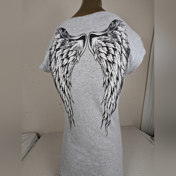 Angel Wings on Front and Back - Dramatic Sexy!  Grey with Bling on Front Large - Picture 8 of 9